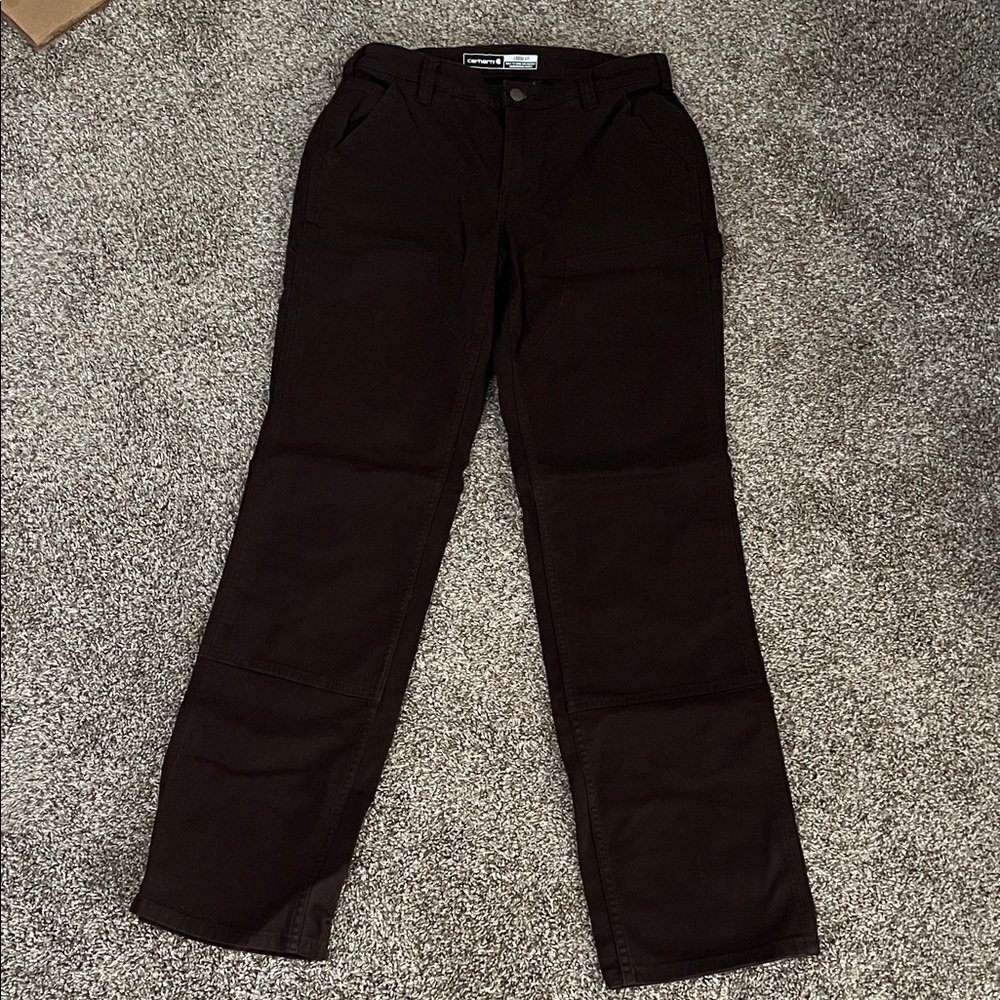 Womens Carhartt Rugged Flex Loose Fit Canvas Double Front Work Pant 4 Tall NWT